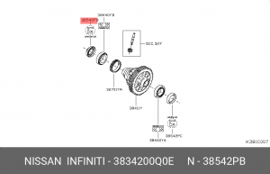 Nissan Qashqai, X-TRAIL, Tiida, сальник дифференциала 55*33*8,5 3834200Q0E NISSAN INFINITI