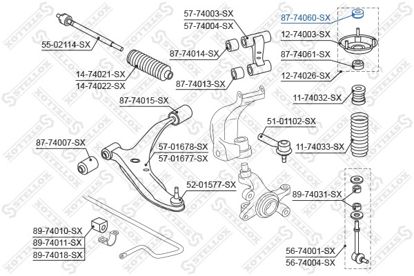 Nissan primera p10e/p11/wp11e 90> Подушка опоры амортизатора 87-74060-SX STELLOX