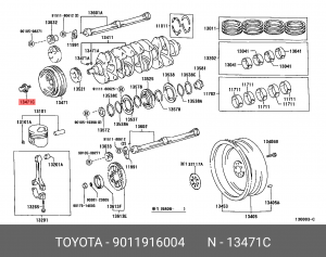 Toyota LC120 болт шкива коленвала 90119-16004 TOYOTA