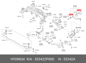 Hyundai SantaFe 10-12/ix55 сайлентблок зад верхн рычага (4шт/авто) 55342-2P000 HYUNDAI KIA