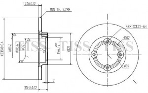 Daewoo Matiz / Spark 04-10  диск тормозной передний 236x12.5 (min2) JBD0013 JUST DRIVE