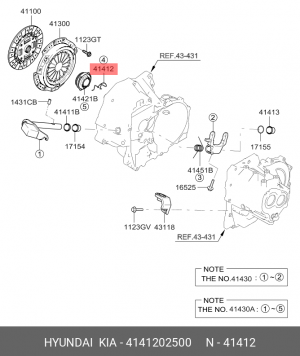 Kia Picanto 04-10/i20 Пружина фиксирующая выжимного подшипника 4141202500 HYUNDAI KIA