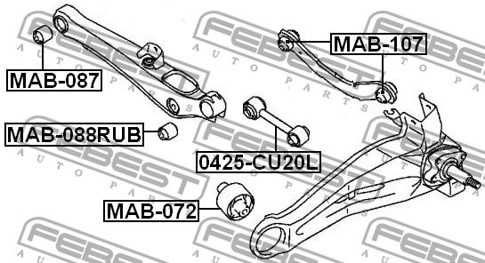 Mitsubishi Lancer 9, Outlander c 03- с\блок заднего нижнего поперечного рычага н MAB-088RUB FEBEST