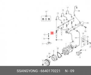 SS Kyron 2.0DT форсунка топливная EUROIII 6640170221 SSANG YONG