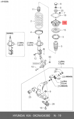 Kia Spectra опора переднего амортизатора 0K2NA-34380 HYUNDAI KIA