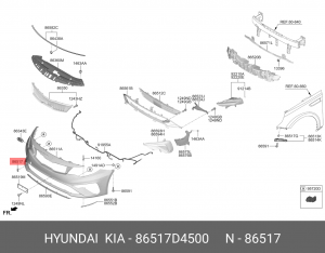 Kia Optima 18- Заглушка крюка буксировочного 86517D4500 HYUNDAI KIA