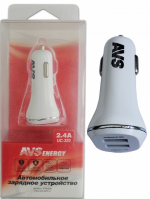 Зарядное устройство в прикуриватель USB 2 порта UC-322 A78020S AVS