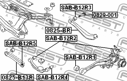 Subaru Legacy 98-09 сайлентблок заднего продольного рычага передний SAB-B12R1 FEBEST