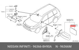 Nissan X-Trail T30 зеркальный элемент левый 96366-8H90A NISSAN INFINITI