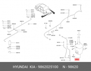 Hyundai Accent Бачок Омывателя 9862025100 HYUNDAI KIA