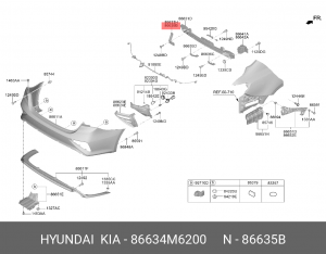 Kia Cerato 18- кронштейн верхний правый на брус 86634M6200 HYUNDAI KIA