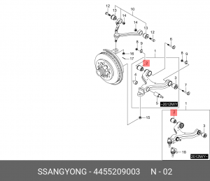 SS Actyon 07-10/Kyron 07- Сайлентблок рычага перед нижн передний 4455209003 SSANG YONG