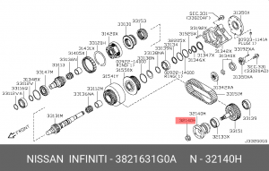 Nissan Pathfinder гайка фланца раздаточной коробки 38216-31G0A NISSAN INFINITI