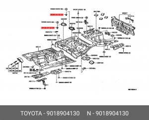 Lexus RX300 98-03 клипса заднего бампера 90189-04130 TOYOTA