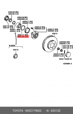 Toyota Corolla, Avensis кольцо стопорное подшипника пер.ступицы 90521-79002 TOYOTA