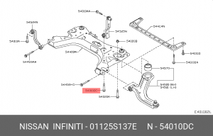 Nissan Note, Tiida болт крепления рычага подрамника 01125S137E NISSAN INFINITI