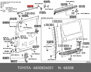 Toyota HiAce направляющая сдвижной двери верхняя правая 68308-26031 TOYOTA