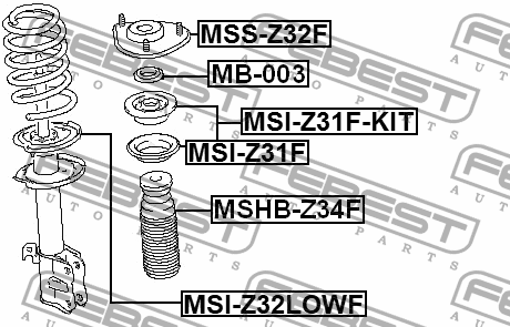 Mitsubishi Colt 04- пыльник + отбойник переднего амортизатора MSHBZ34F FEBEST