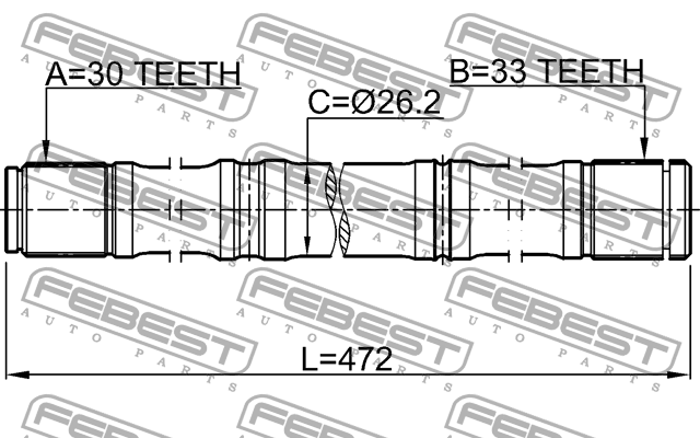 Nissan Qashqai Вал приводной правый 0212-HR16D FEBEST