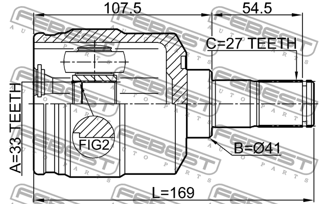 Hyundai Tucson шрус внутренний левый 1211-TUC4WDLH FEBEST