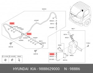 Клапан омывателя HYUNDAI, KIA, Toyota, Mitsubishi, Nissan 9888629000 HYUNDAI KIA