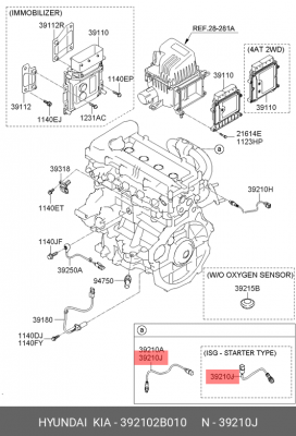 Kia Ceed Лямбда зонд нижний 392102B010 HYUNDAI KIA