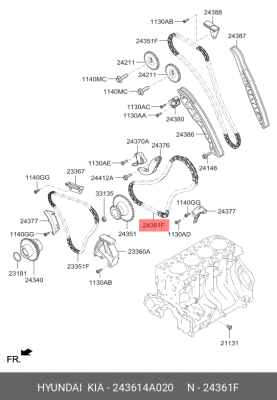 Kia Sorento Цепь масляного насоса 243614A020 HYUNDAI KIA
