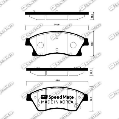 Chevrolet Cruze/Orlando/Aveo 2012- (15") колодки тормозные передние SM-BPG021 SPEEDMATE