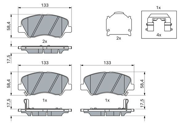 Колодки тормозные дисковые(с отверстиями  под пружины) перед 0 986 494 563 BOSCH