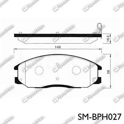 Hyundai Starex/H1 03-07 Колодка дискового тормоза  перед. (паз ) SM-BPH027 SPEEDMATE