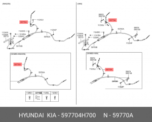 Hyundai H1 07- трос ручника прав 597704H700 HYUNDAI KIA