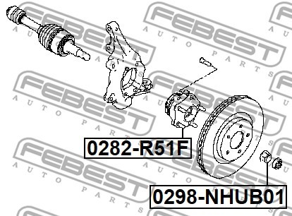 Nissan XTrail, Qashqai, Koleos гайка передней ступицы 0298-NHUB01 FEBEST