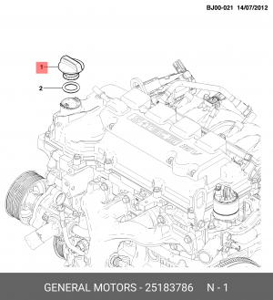 Daewoo Gentra/Cobalt крышка маслозаливной горловины 25183786 GENERAL MOTORS