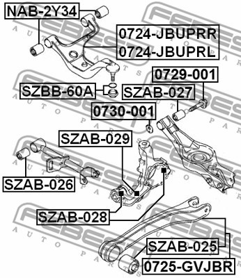 Suzuki Gv Рычаг задний правый верхний 0724-JBUPRR FEBEST