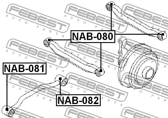 Nissan Primera P10 с/блок задней продольной тяги NAB-081 FEBEST