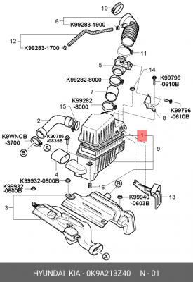 Kia Clarus Фильтр воздушный 0K9A213Z40 HYUNDAI KIA