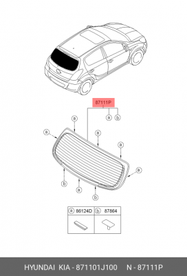 Hyundai i20 стекло задней двери 871101J100 HYUNDAI KIA