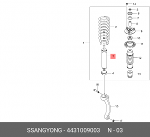 SS Kyron 2.3 Амортизатор передний 4431009003 SSANG YONG