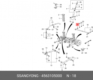 SS Korado,Tager,Mysso,втулка продольной тяги вер 4563105000 SSANG YONG