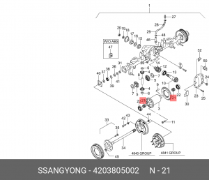 ШАЙБА РЕГУЛИРОВОЧНАЯ ЗАДНЕГО РЕДУКТОРА 4203805002 SSANG YONG