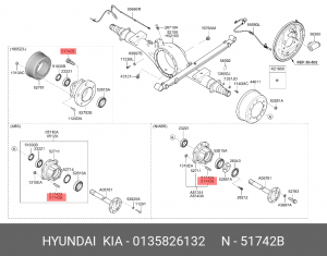 Kia Bongo III шпилька колеса зад прав для 2х скат модиф 0135826132 HYUNDAI KIA