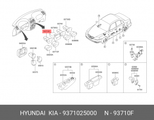 Hyundai Accent Кнопка обогрева заднего стекла 9371025000 HYUNDAI KIA