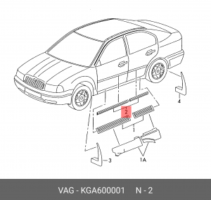 Skoda Octavia молдинги дверей комплект 4шт KGA 600 001 SKODA