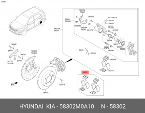 Hyundai Creta 2WD/4WD/Picanto 11- колодки тормозные задние 58302M0A10 HYUNDAI KIA