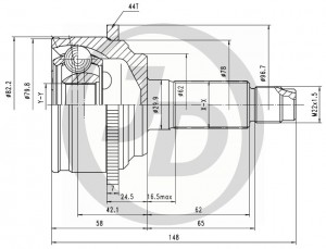 Mazda 6 GG 02-07 ШРУС наружный 32x62x28 с АБС JCT0018A JUST DRIVE