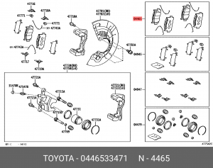 Toyota Camry V40, 50 06-11- Колодки тормозные передние 04465-33471 TOYOTA