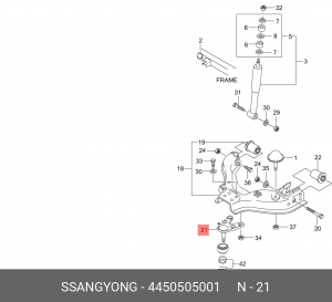 SS Musso, Korando, Tager Шаровая опора нижняя 4450505001 SSANG YONG