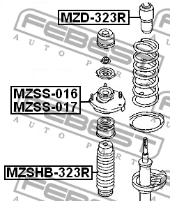Mazda 323 94-04 отбойник заднего амортизатора MZD-323R FEBEST