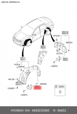 Hyundai Sonata Yf Брызгови передний правый 868323S000 HYUNDAI KIA