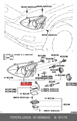 Lexus RX300 фара левая 81185-48242 TOYOTA